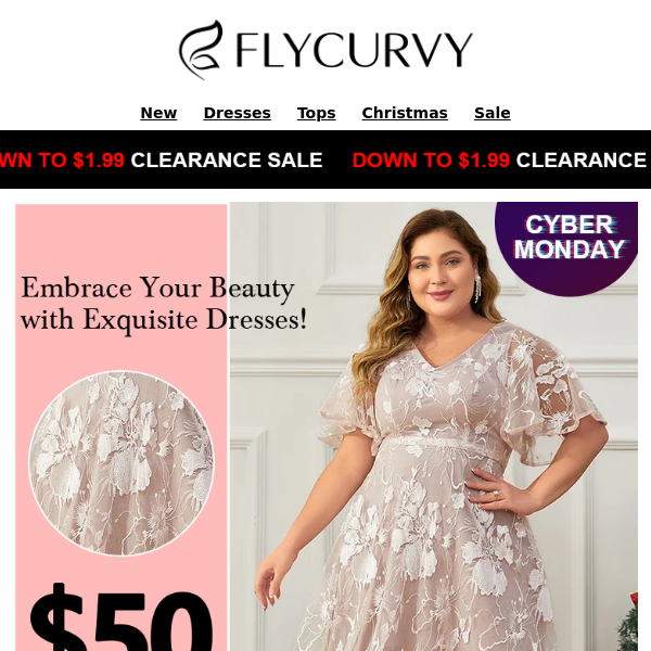 😘.FlyCurvy.Score Big Discounts: $50 Off on Stylish Dresses!