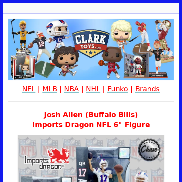 Josh Allen (Buffalo Bills) Imports Dragon NFL 6 Figure Series 3 - CLARKtoys