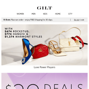 Luxe Power Players: $674 Rockstud, $774 Hangisi & $1,274 Marmont Styles | 2-Day $39 Deals