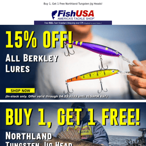 All Berkley Lures 15% Off!  Time to Stock Up!