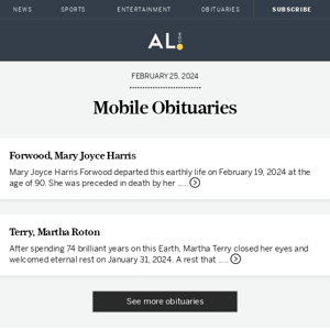 Mobile obituaries for February 25, 2024