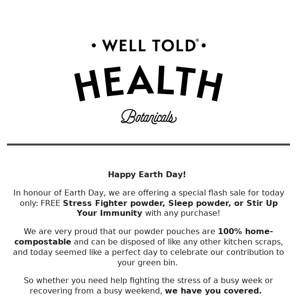 🌎Earth Day flash sale: Free powder with any purchase🌎