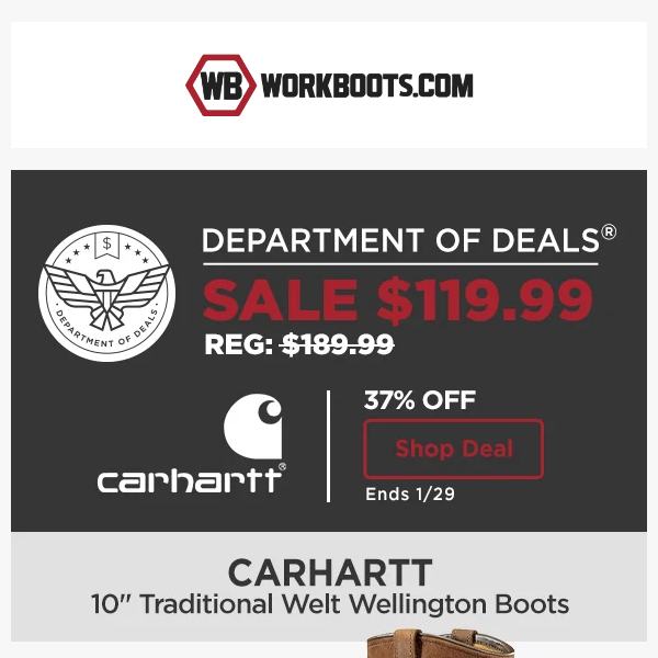 DOD: $119.99 💥CARHARTT 💥 WELLINGTON 💥