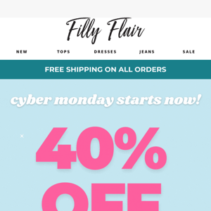🎉 40% Off Everything - Early Cyber Monday Access