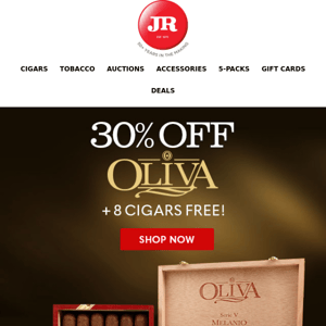 🌠 Oh wow! You're getting 30% off Oliva + 8 free cigars!