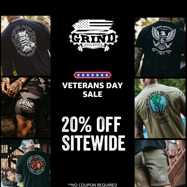 ⚡️Updated offer! GRIND 20% off Veterans Day Sale⚡️