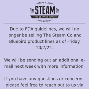 50% OFF STEAM CO & BLUEBIRD