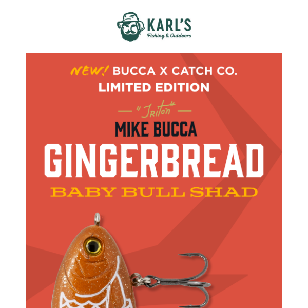 NEW! Bucca's Gingerbread Baby Bull Shad - Bait & Ornament - Karls