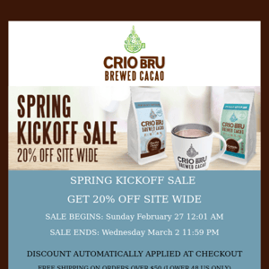 Spring Kickoff Sale Starts Now! 20% Off Sitewide