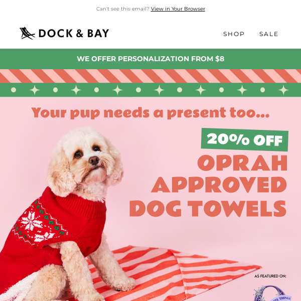 20% OFF Dog Towels!