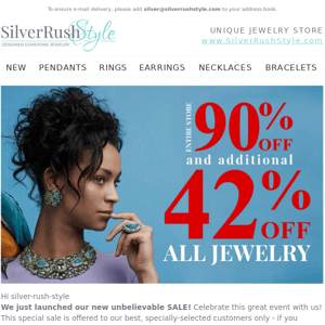 Entire Store 90% Off + Additional 42% Off All 💎 Jewelry