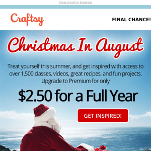 Bye Bye 🎅🏼 Our Annual $2.50 Christmas in August special ends TONIGHT. 🎁