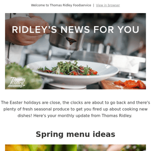 Spring menu ideas, Infuse magazine and sustainable packaging solutions