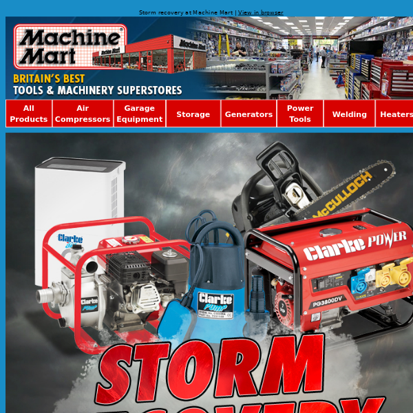 Storm Recovery Equipment from Machine Mart!