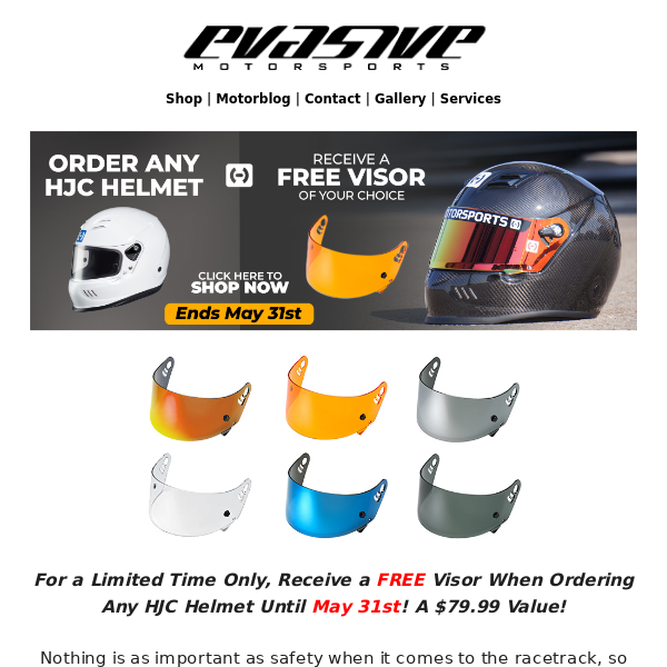 FREE Visor with any HJC Helmet! A $79.99 Value!