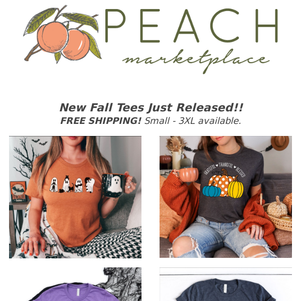 New Fall and Halloween Tees Just Released! 🧡