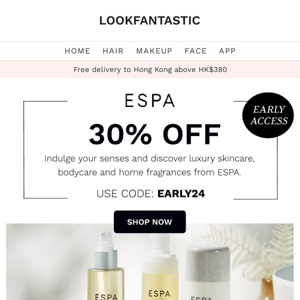 IT’S HAPPENING!  😍 ESPA: 30% OFF NOW!