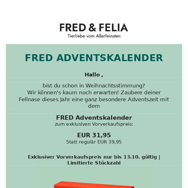 FRED Adventskalender im Vorverkaufspreis 🎄