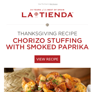 Thanksgiving Recipe - Chorizo Stuffing with Smoked Paprika and Galician Bread