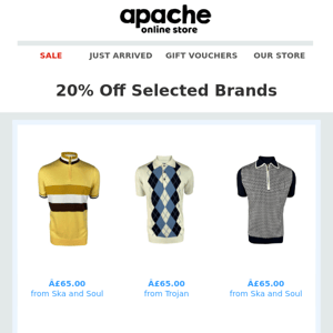 ⛔Apache 20% Off Selected Brands Starts TODAY!