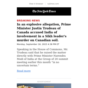 Breaking News: Trudeau accuses India in a killing on Canadian soil