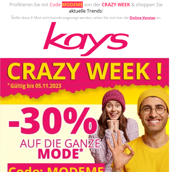 -30% auf die GANZE Mode 🛍