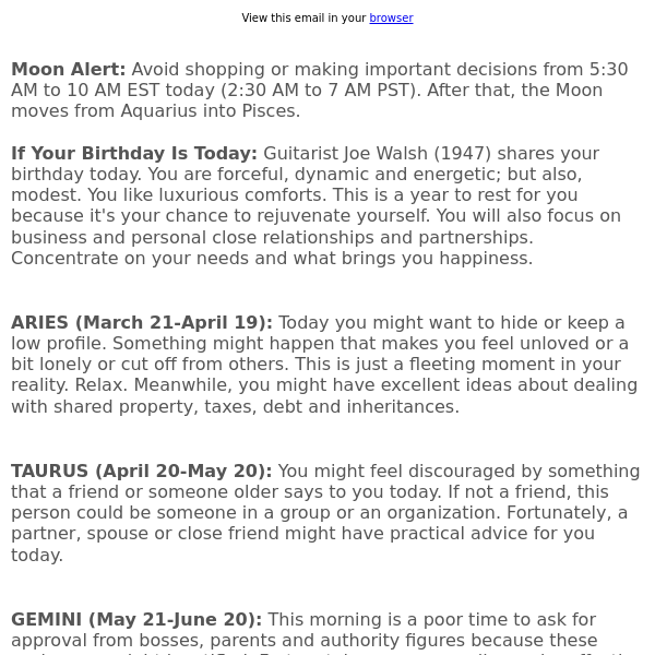 Your horoscope for November 20