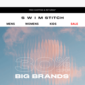 30% Off Rip Curl, The North Face, Billabong & more*