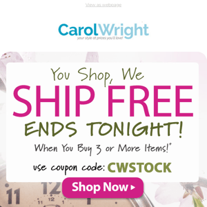 Free Shipping Ends at Midnight