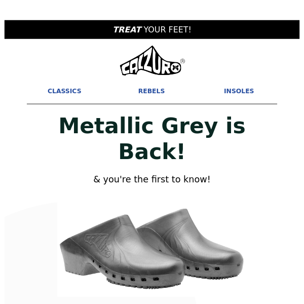 🌟The Calzuro Clog Comeback: Metallic Grey Edition 🌟