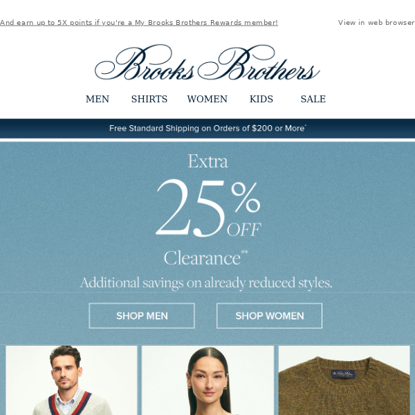 Take an extra 25% off clearance! - Brooks Brothers
