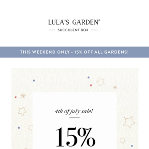 15% OFF starts now! 🇺🇸