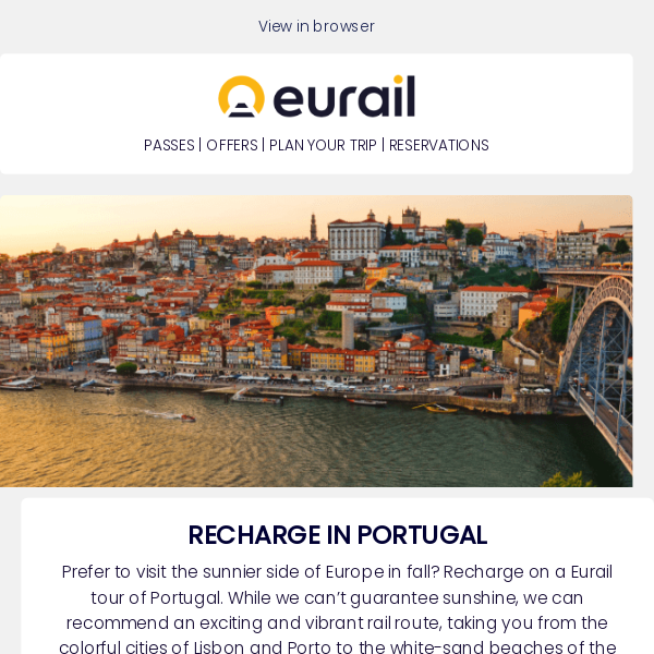 Visit Portugal with Eurail this fall 🚂