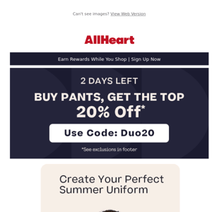 Buy the pants, get 20% off the top