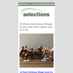 24 Piece Christmas Village Scene with LED Lights now £17.99