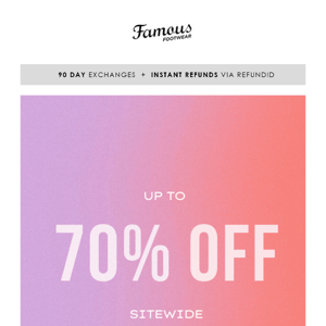 Up To 70% OFF Sitewide 😍