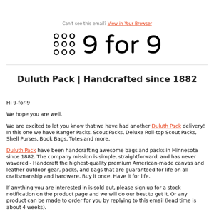 Duluth Pack | Delivery!