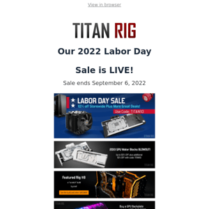 Labor Day Sale with storewide savings at Titan Rig