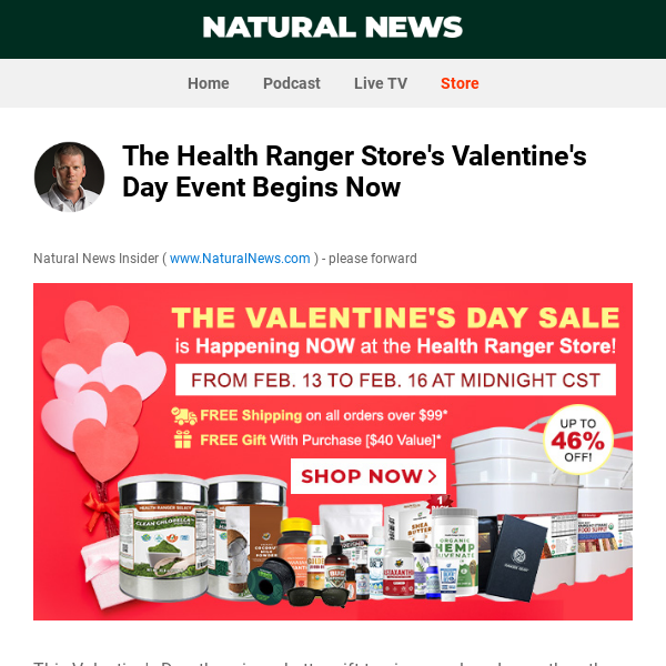 The Health Ranger Store's Valentine's Day Event Begins Now