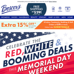 Shop Our Memorial Day Event All Weekend Long!