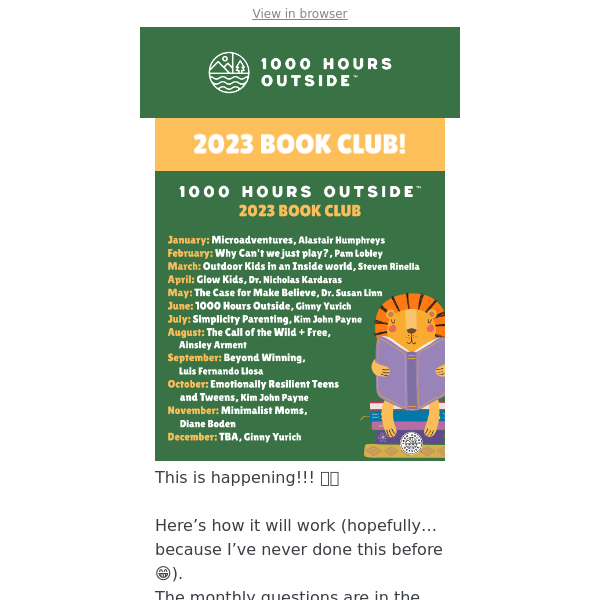 2023 BOOK CLUB is here! - 1000 Hours Outside