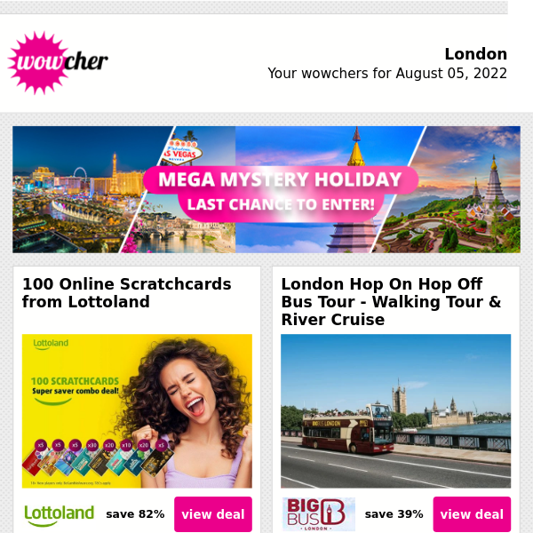 100 Online Lottoland Scratchcards £5 | London Hop On Hop Off Bus Tour £19 | Midge Ure Concert Ticket £10 | Amsterdam Christmas Market & Flights | 1-Day Canal Boat Hire for up to 10 £99