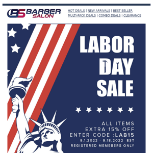 Labor Day Sale! Our most popular barber brands