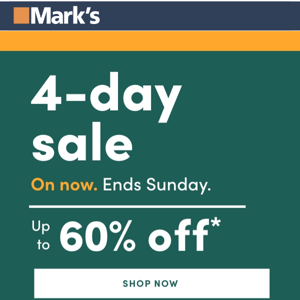 Final day! Up to 60% off.