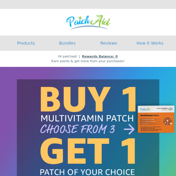 Buy 1 [multivitamin patch], Get 1 [patch of your choice] FREE 🎉