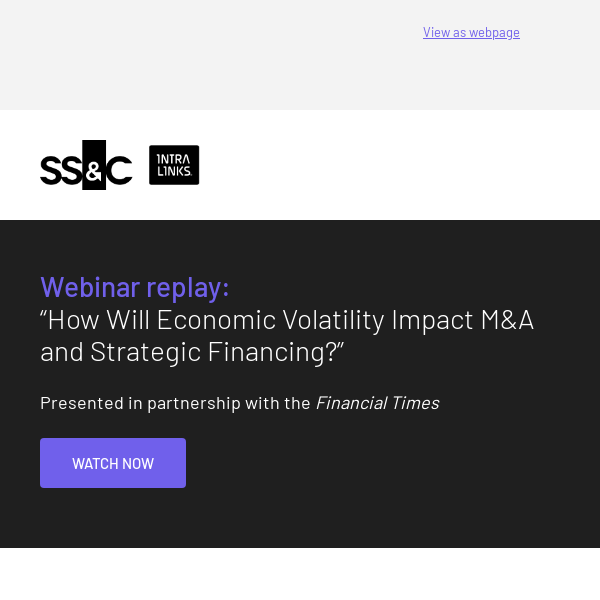 On-demand webinar: How Will Economic Volatility Impact M&A and Strategic Financing?