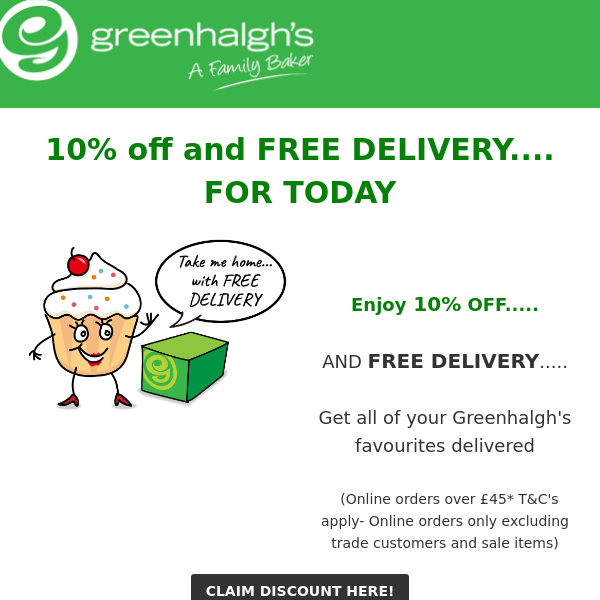 10% OFF AND FREE DELIVERY TODAY