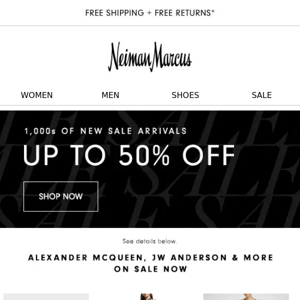 Styles are going fast! 50% off Alexander McQueen, Vince & others