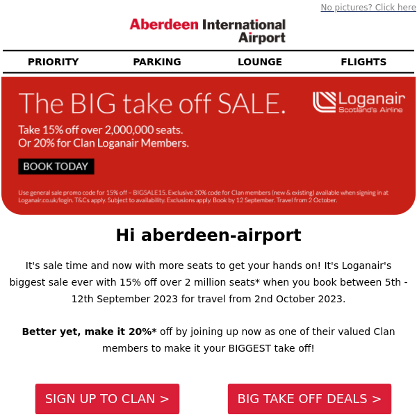 Fasten your seatbelts for huge savings with Loganair’s BIG take off SALE Aberdeen Airport 🛫