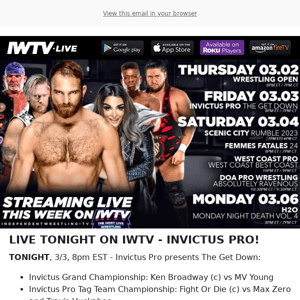 TONIGHT on IWTV - Invictus Pro!